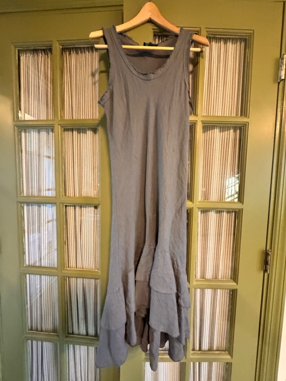 Saga Made in Italy Linen Dress with Ruffled Tiered Hem